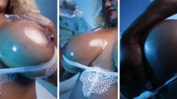 Youtuber Mango Maddy Oiled Up White Lingerie Video