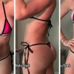 Vicky Stark Hot Pink Micro Bikinis Try Video