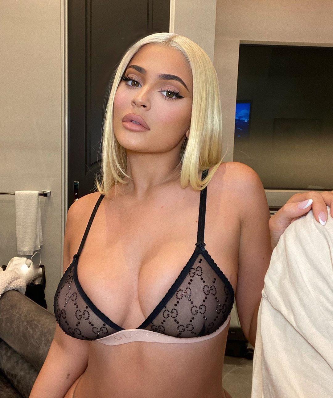 Kylie Jenner Sheer See Through Lingerie Nip Slip Set Leaked